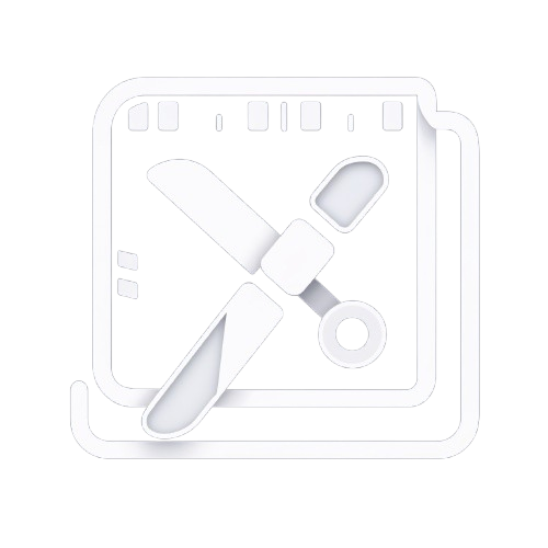 White icon of a knife on a white background