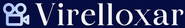 Logo of Virelloxar with a blue icon on a dark blue background